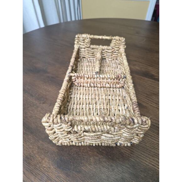 Handwoven Rectangular Wicker Basket with Handles – 14" x 8" – 3 Compartments - Picture 11 of 16